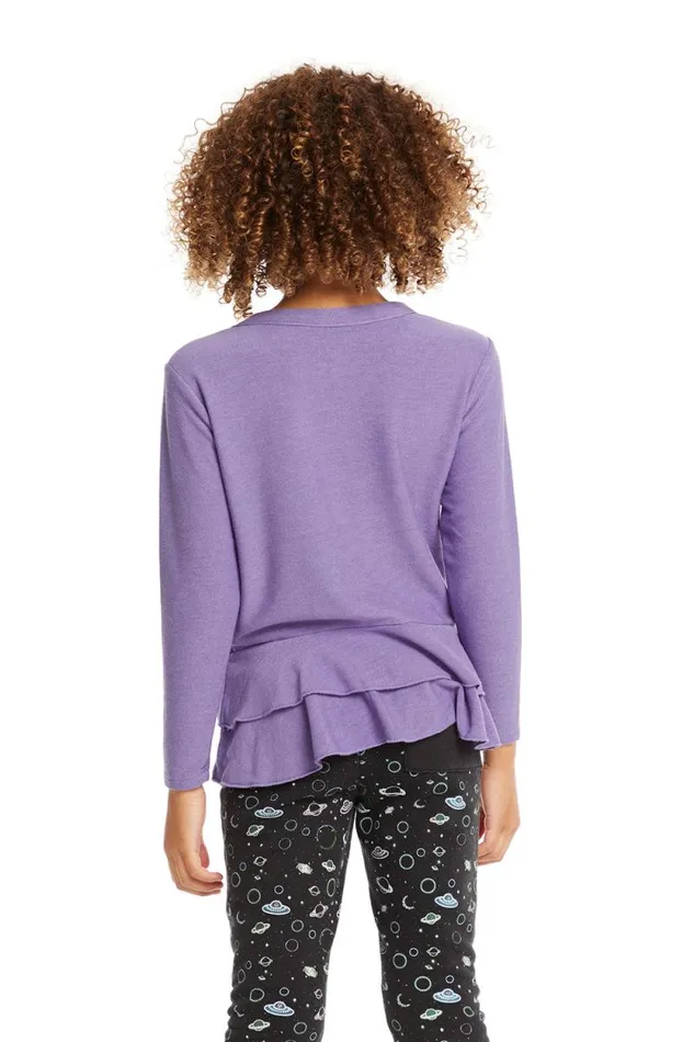 Kids Chaser Brand Girls Veronica Purple Long Sleeve Tee