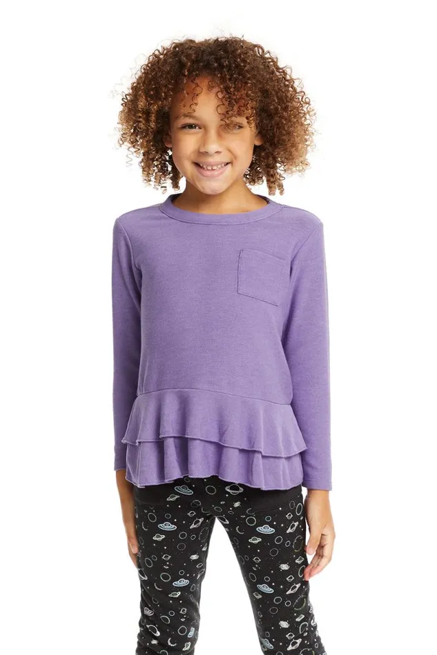 Kids Chaser Brand Girls Veronica Purple Long Sleeve Tee
