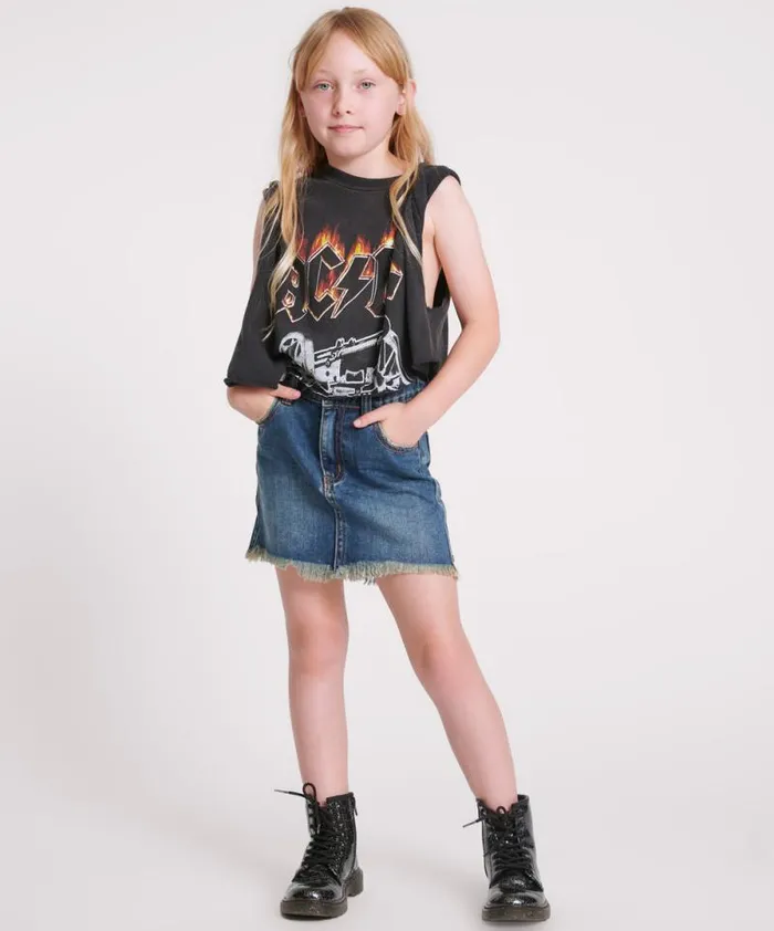 Kids KIDS DIRTY INDIGO 2020 MINI HIGH WAIST DENIM SKIRT One Teaspoon Kids