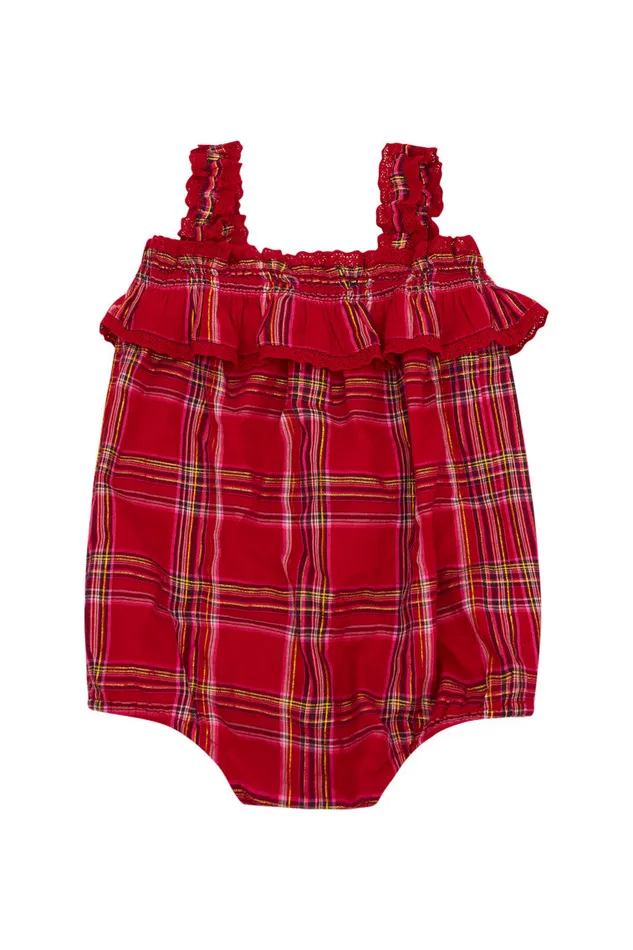 Kids LoveShackFancy Baby Baby Nadiana Tartan Pinafore Cheery Red