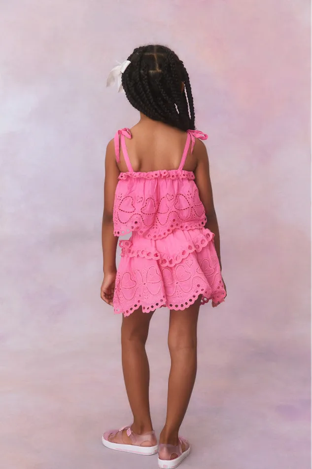 Kids LoveShackFancy Girls Girls Alexa Skirt Strawberry Taffy