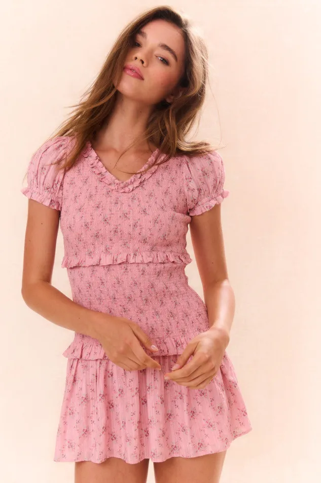 Kids LoveShackFancy Mommy and Me Girls Banson Smocked Dress Pink Dusk