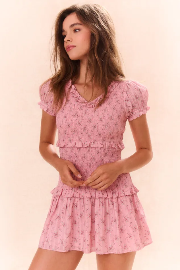 Kids LoveShackFancy Mommy and Me Girls Banson Smocked Dress Pink Dusk