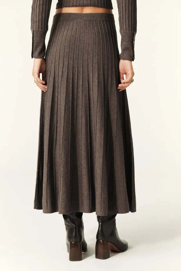 Knit Midi Skirt Jada Brown Women Baandsh Skirts and Shorts