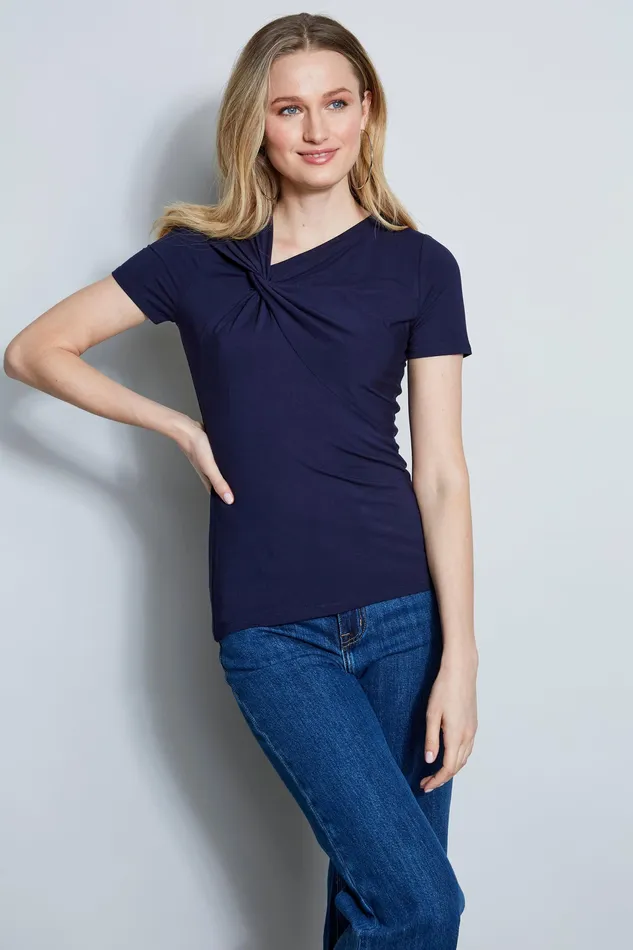 Knits and Sweaters Women Elie Tahari Asymmetrical Short Sleeve Twist Knit STARGAZER Knits and Sweaters Women Elie Tahari Asymmetrical Short Sleeve Twist Knit STARGAZER
