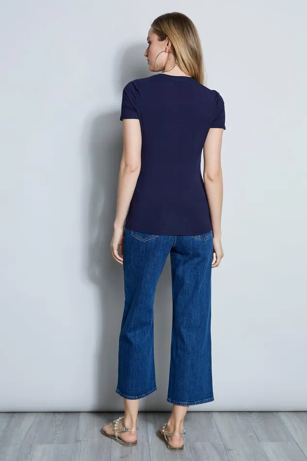 Knits and Sweaters Women Elie Tahari Asymmetrical Short Sleeve Twist Knit STARGAZER