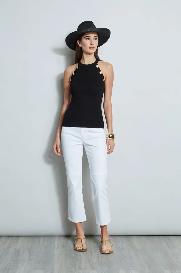 Knits and Sweaters Women Elie Tahari Halter Button Rib Tank NOIR