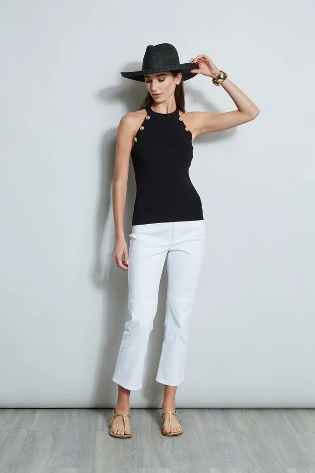 Knits and Sweaters Women Elie Tahari Halter Button Rib Tank NOIR