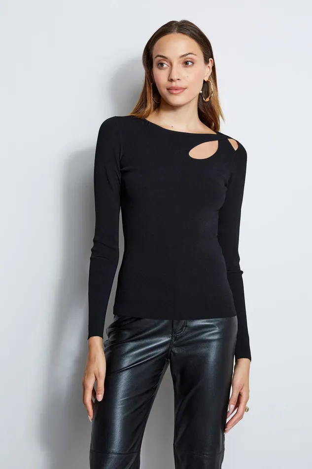 Knits and Sweaters Women Elie Tahari Long Sleeve Cut Out Knit NOIR