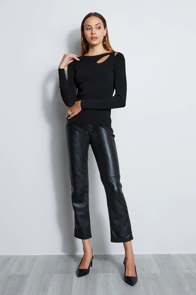 Knits and Sweaters Women Elie Tahari Long Sleeve Cut Out Knit NOIR