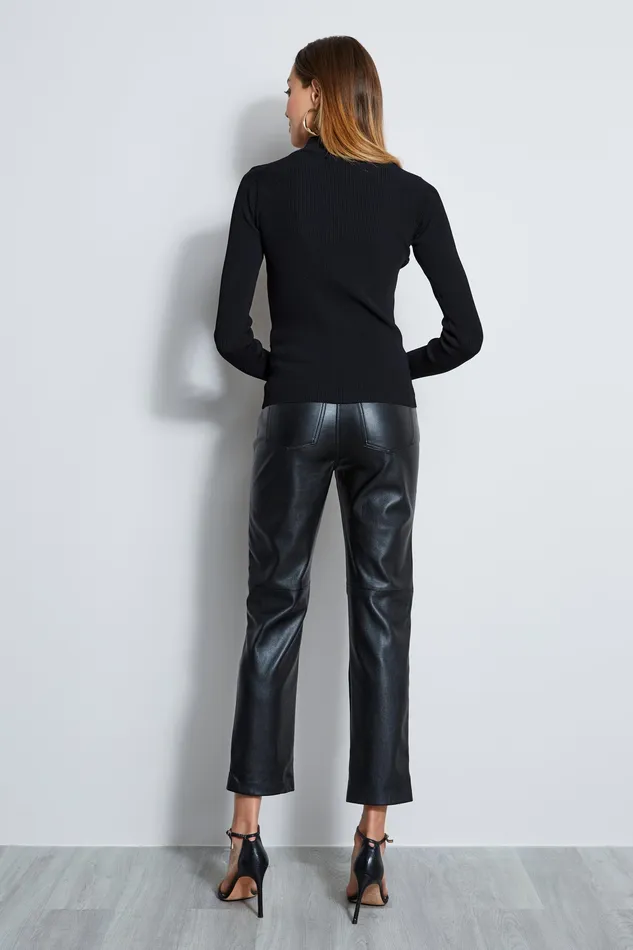 Knits and Sweaters Women Elie Tahari Long Sleeve Mock Neck Keyhole Sweater NOIR