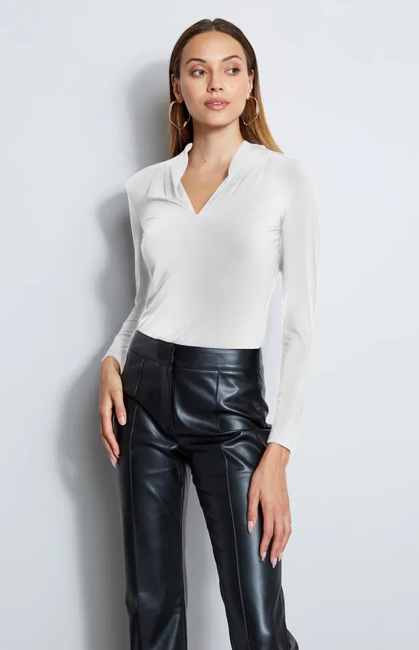 Knits and Sweaters Women Elie Tahari Pleated VNeck Knit WHITE