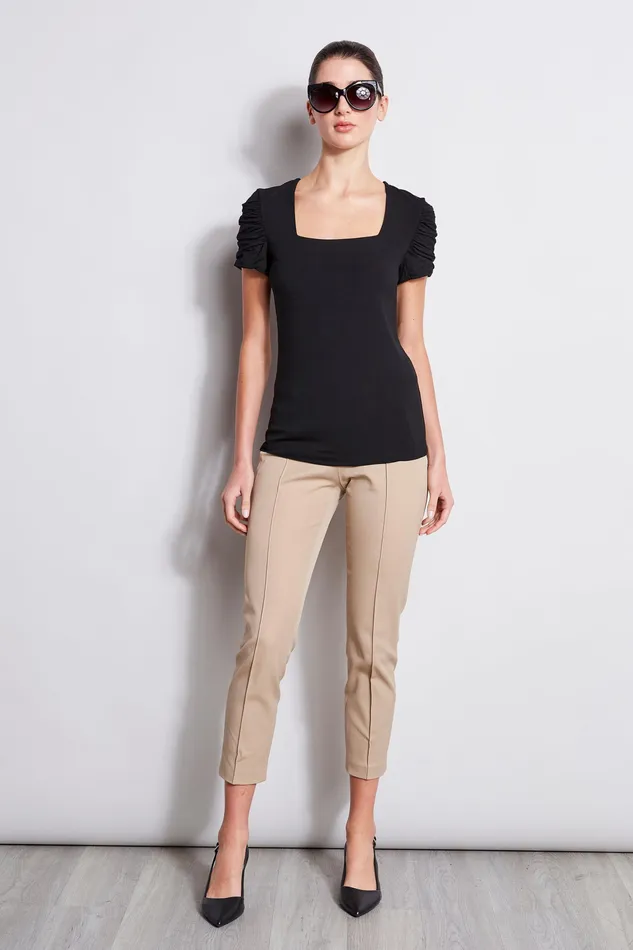 Knits and Sweaters Women Elie Tahari Puff Sleeve Square Neck Knit BLACK
