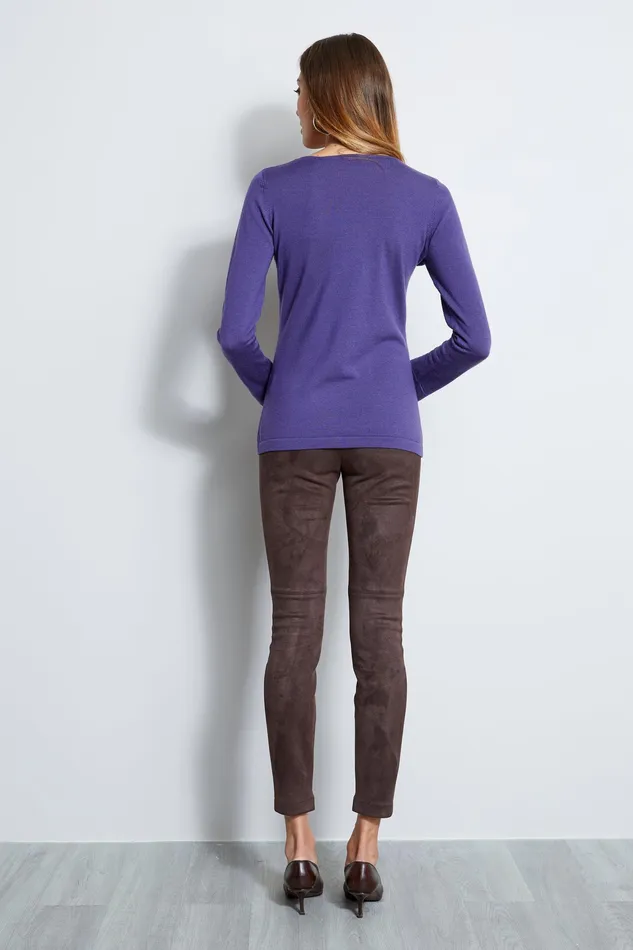 Knits and Sweaters Women Elie Tahari Scallop VNeck Sweater AMETHYST