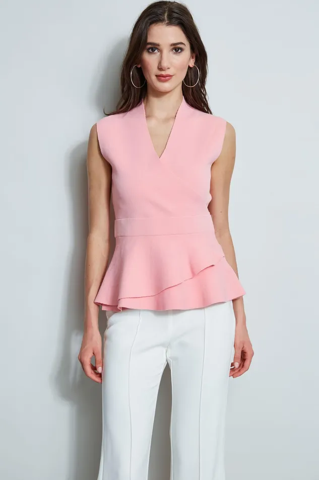Knits and Sweaters Women Elie Tahari Wrap Peplum Sweater SOHO PINK