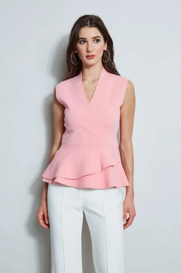 Knits and Sweaters Women Elie Tahari Wrap Peplum Sweater SOHO PINK