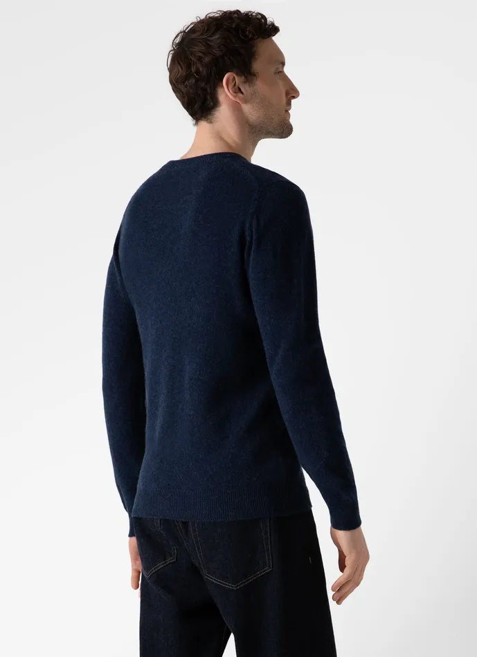 Knitwear Cashmere Crew Neck Jumper Navy Melange ussunspel Men Knitwear Cashmere Crew Neck Jumper Navy Melange ussunspel Men