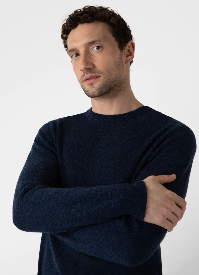 Knitwear Cashmere Crew Neck Jumper Navy Melange ussunspel Men Knitwear Cashmere Crew Neck Jumper Navy Melange ussunspel Men