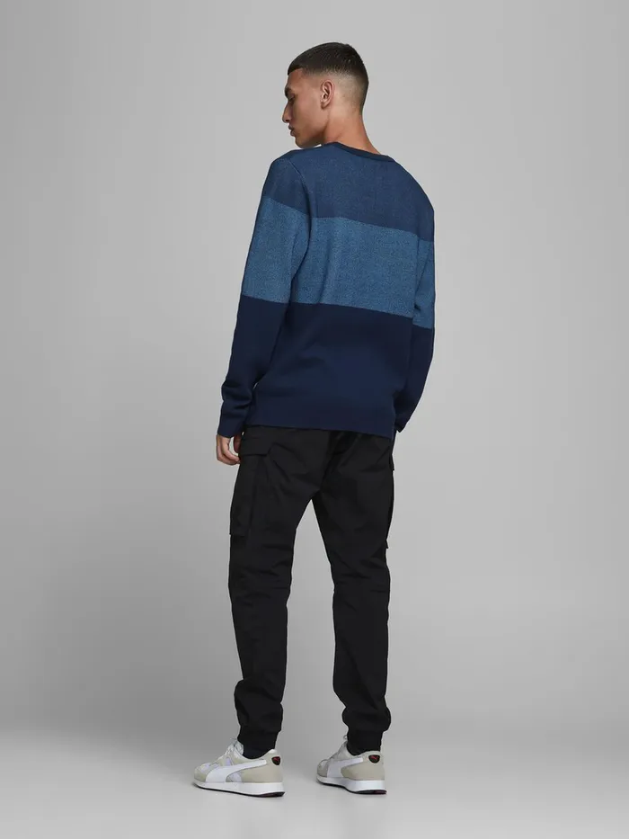 Knitwear JACK and JONES Mens COLOUR BLOCK KNITTED PULLOVER Blue Blue Heaven Near Me