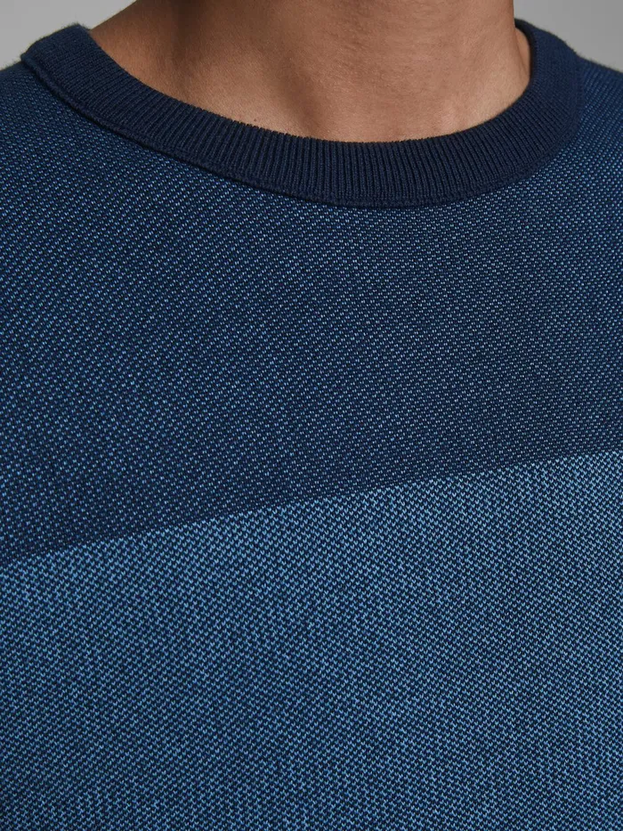 Knitwear JACK and JONES Mens COLOUR BLOCK KNITTED PULLOVER Blue Blue Heaven Near Me
