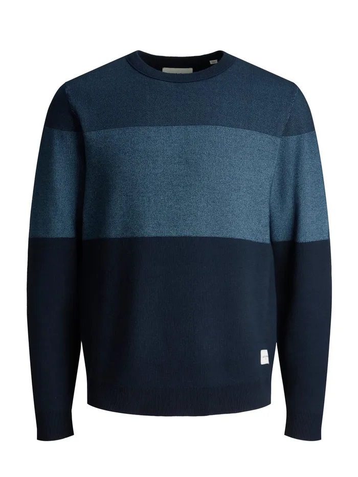 Knitwear JACK and JONES Mens COLOUR BLOCK KNITTED PULLOVER Blue Blue Heaven Near Me