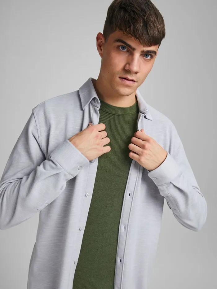Knitwear JACK and JONES Mens TEXTURED CREW NECK KNITTED PULLOVER Green Rifle Green Gift 4 You