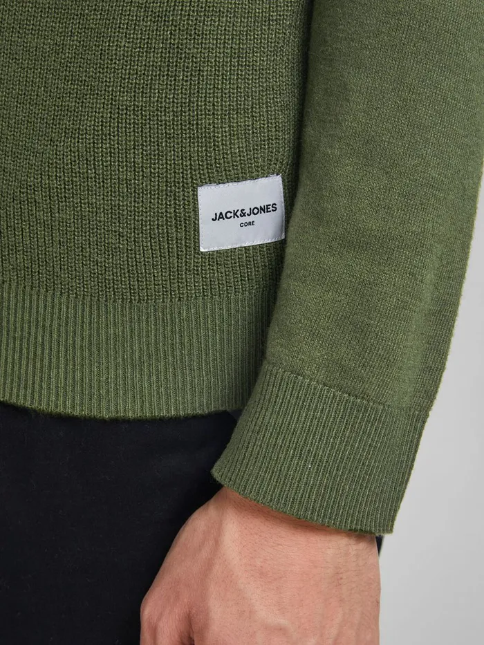 Knitwear JACK and JONES Mens TEXTURED CREW NECK KNITTED PULLOVER Green Rifle Green Gift 4 You