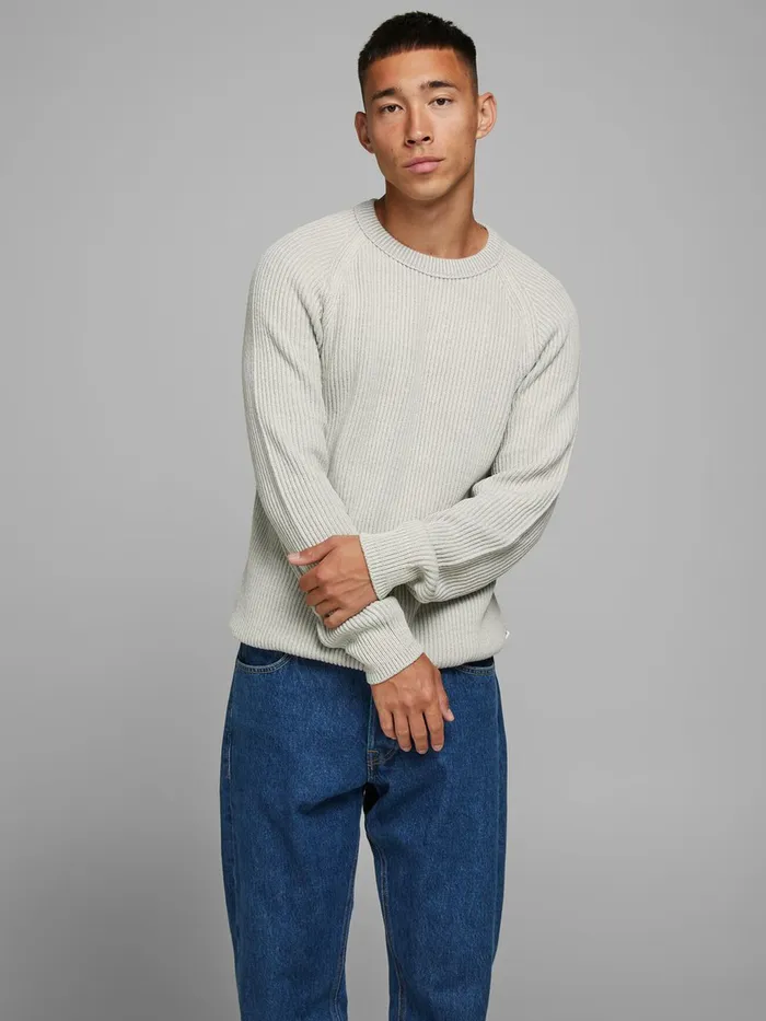 Knitwear JACK and JONES Mens TEXTURED CREW NECK KNITTED PULLOVER White Cloud Dancer For Sale Knitwear JACK and JONES Mens TEXTURED CREW NECK KNITTED PULLOVER White Cloud Dancer For Sale