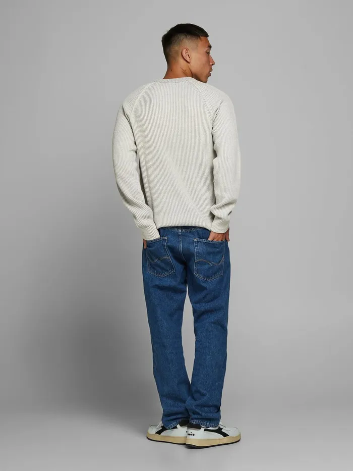 Knitwear JACK and JONES Mens TEXTURED CREW NECK KNITTED PULLOVER White Cloud Dancer For Sale