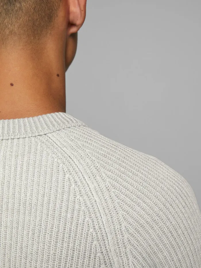 Knitwear JACK and JONES Mens TEXTURED CREW NECK KNITTED PULLOVER White Cloud Dancer For Sale