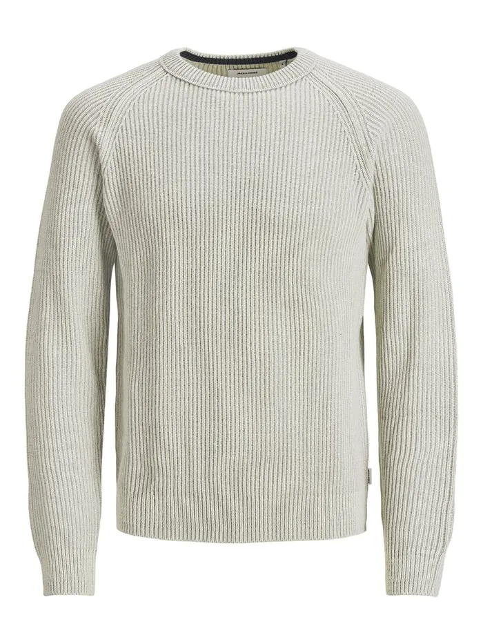 Knitwear JACK and JONES Mens TEXTURED CREW NECK KNITTED PULLOVER White Cloud Dancer For Sale