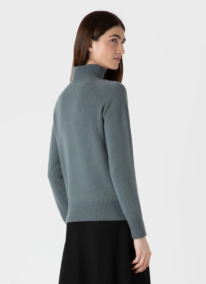 Knitwear Lambswool Funnel Neck Jumper Smoke Green ussunspel Women Knitwear Lambswool Funnel Neck Jumper Smoke Green ussunspel Women