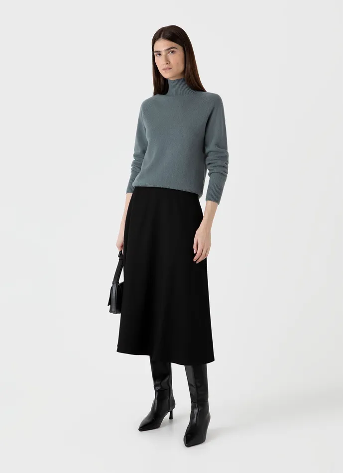 Knitwear Lambswool Funnel Neck Jumper Smoke Green ussunspel Women Knitwear Lambswool Funnel Neck Jumper Smoke Green ussunspel Women