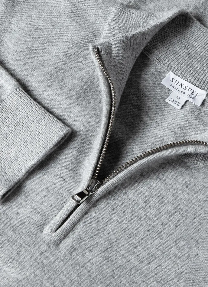Knitwear ussunspel Men Cashmere Zip Neck Jumper Grey Melange Knitwear ussunspel Men Cashmere Zip Neck Jumper Grey Melange