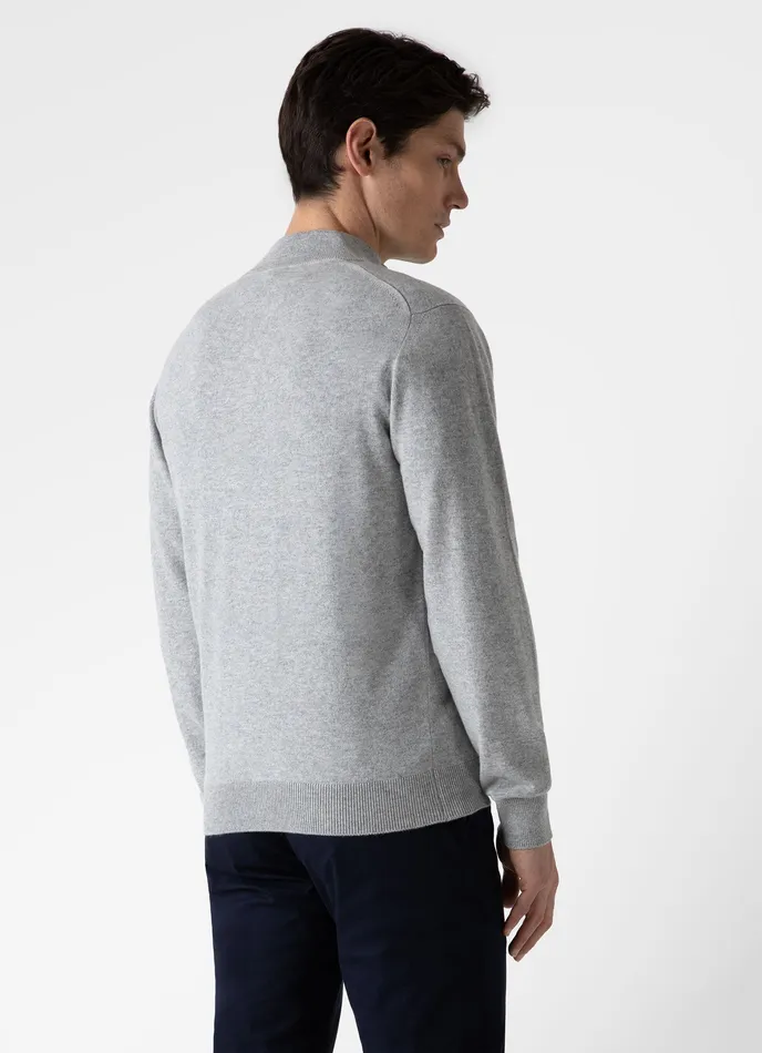 Knitwear ussunspel Men Cashmere Zip Neck Jumper Grey Melange Knitwear ussunspel Men Cashmere Zip Neck Jumper Grey Melange