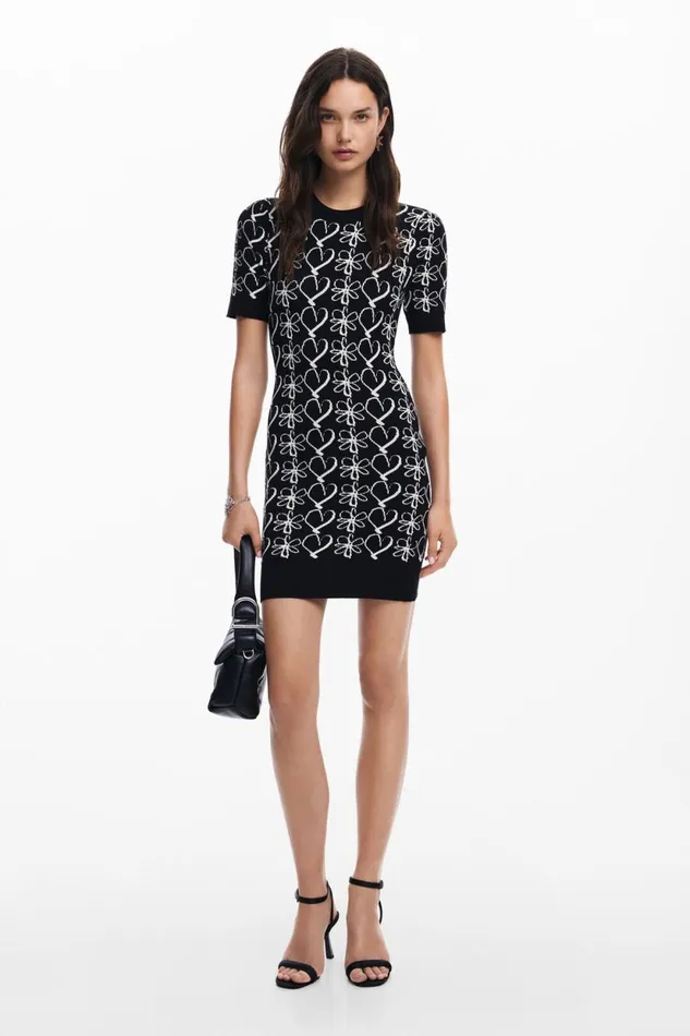 Knitwear Women Desigual Printed Mini Dress M Christian Lacroix Black