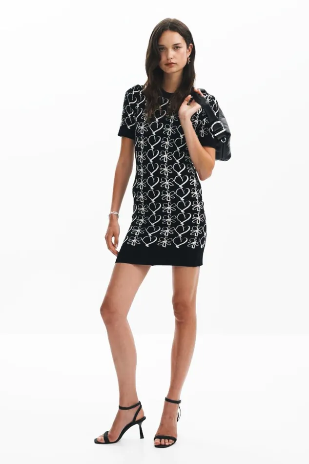 Knitwear Women Desigual Printed Mini Dress M Christian Lacroix Black