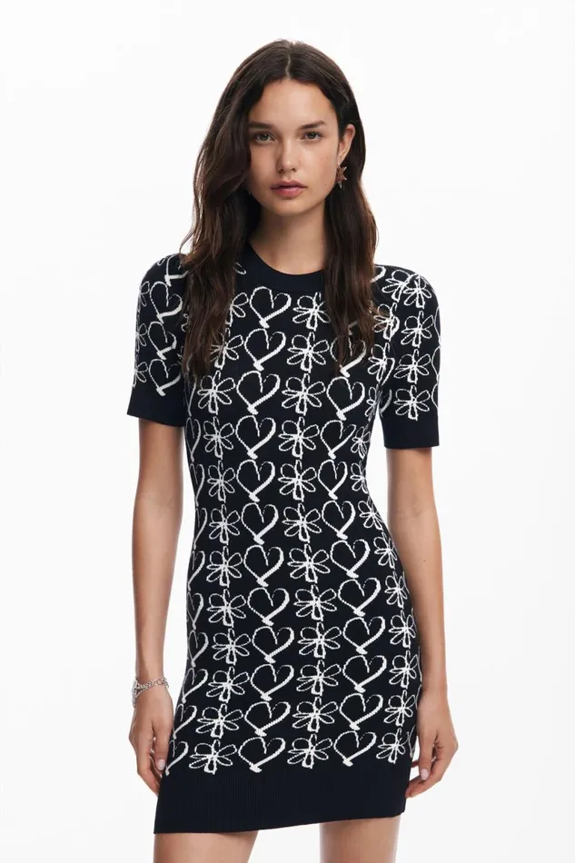 Knitwear Women Desigual Printed Mini Dress M Christian Lacroix Black