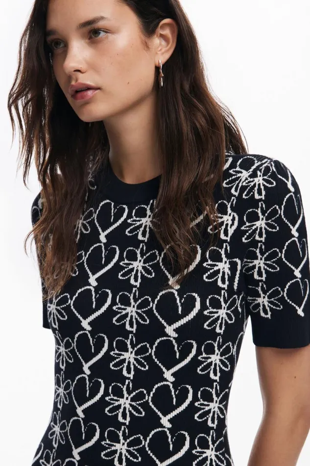 Knitwear Women Desigual Printed Mini Dress M Christian Lacroix Black