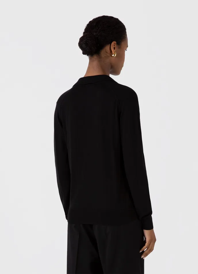 Knitwear Women Mulberry Silk Polo Black ussunspel Knitwear Women Mulberry Silk Polo Black ussunspel