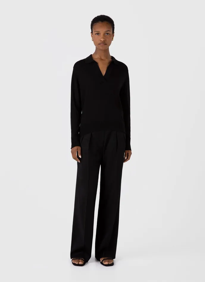 Knitwear Women Mulberry Silk Polo Black ussunspel Knitwear Women Mulberry Silk Polo Black ussunspel