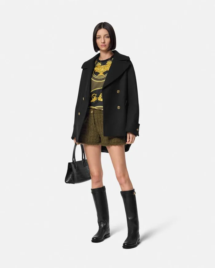 La Coupe Des Dieux Paneled Top Black Women Versace Knitwear