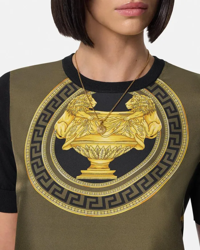La Coupe Des Dieux Paneled Top Black Women Versace Knitwear
