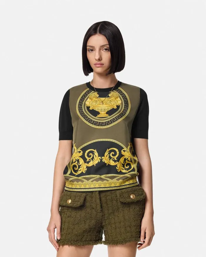 La Coupe Des Dieux Paneled Top Black Women Versace Knitwear