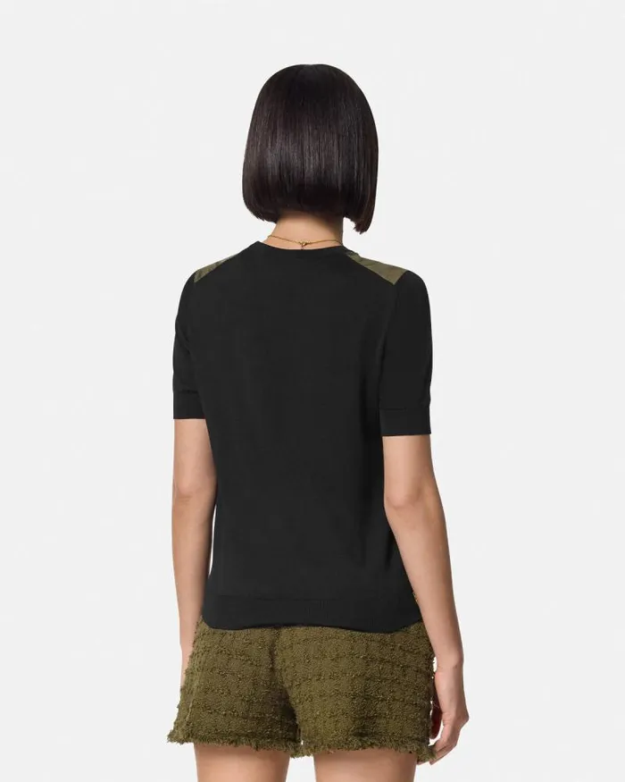 La Coupe Des Dieux Paneled Top Black Women Versace Knitwear