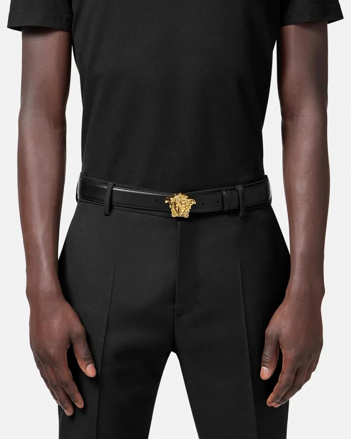 La Medusa Leather Belt 3 Cm Black Men Versace Belts