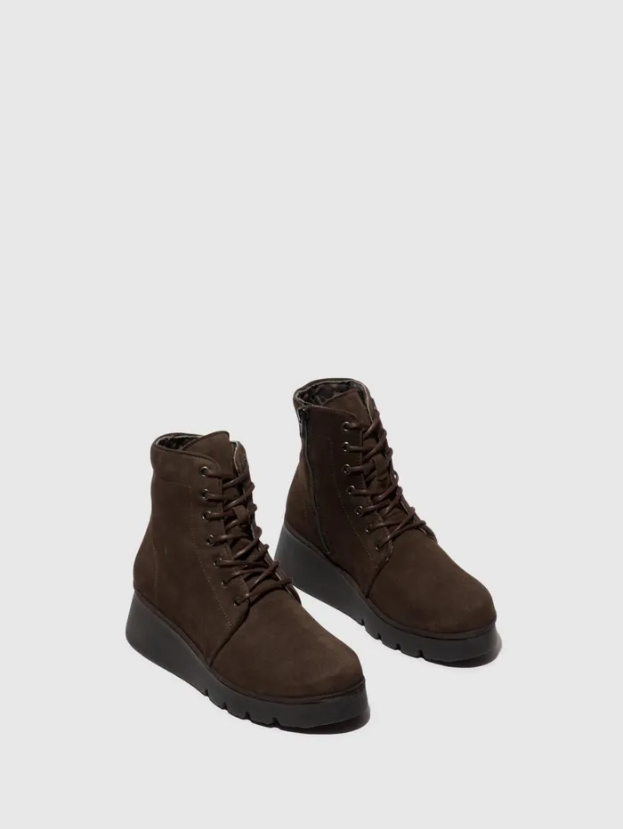 Laceup Ankle Boots PALL404FLY DK TAUPE Women Fly London Ankle Boots
