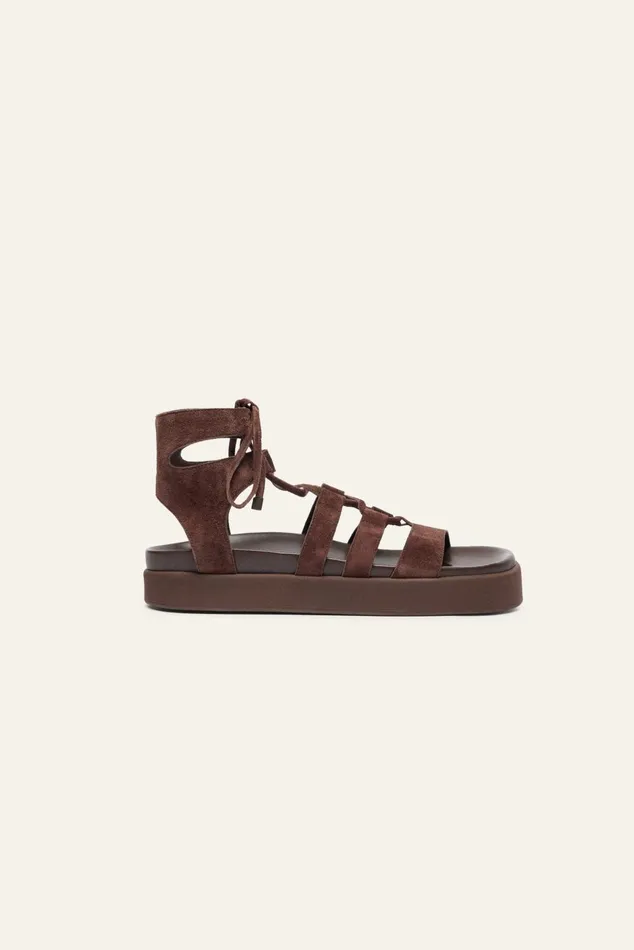 LaceUp Sandals Calea Brown Women Baandsh Shoes