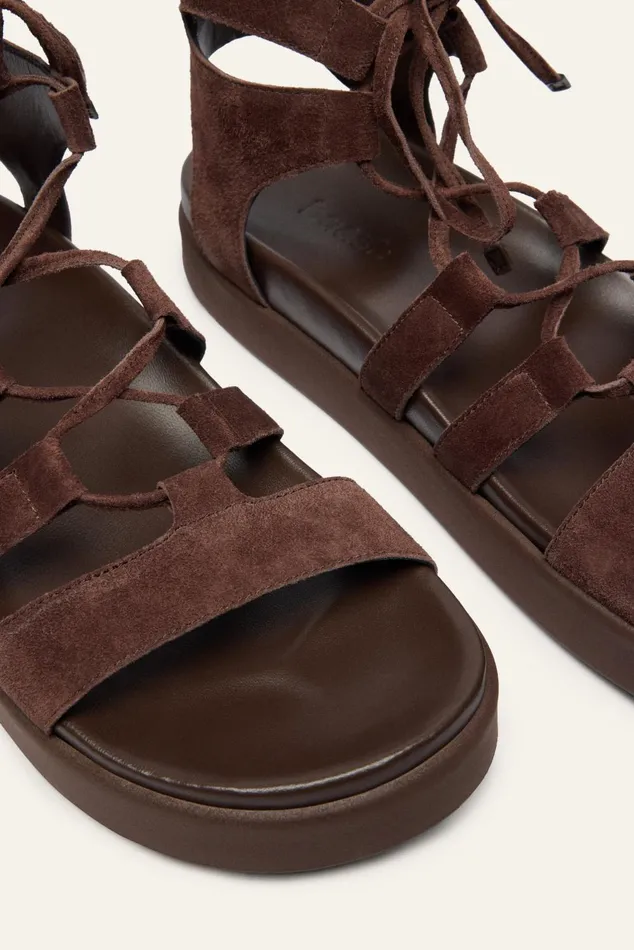 LaceUp Sandals Calea Brown Women Baandsh Shoes