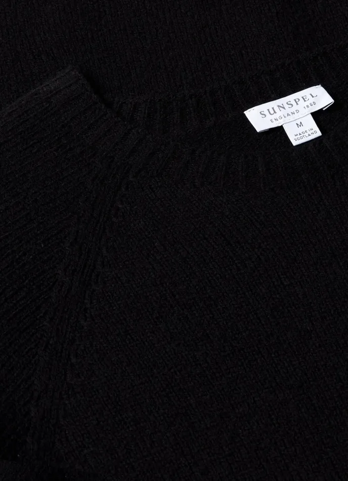 Lambswool Crew Neck Jumper Black Men SUNSPEL Knitwear